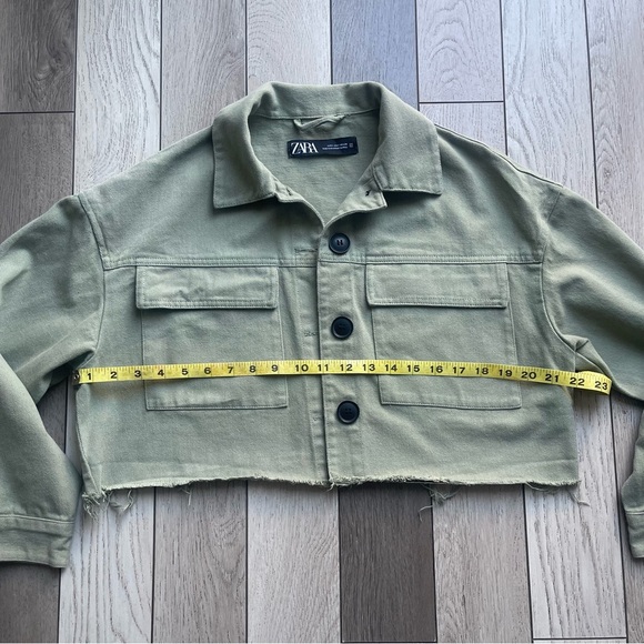 Zara Khaki Green Cropped Jacket - Picture 6 of 8